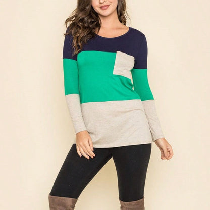 Boho Retro Rayon Color Block Pocket Soft Top Shirt Blouse Tunic | Small-3 XL