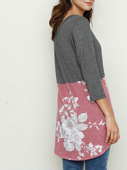 Oatmeal Mint Pink Color Block Folded Cuff Tunic For Leggings Shorts And Jeans  | 7 Colors | S-3X