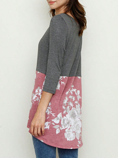 Oatmeal Mint Pink Color Block Folded Cuff Tunic For Leggings Shorts And Jeans  | 7 Colors | S-3X