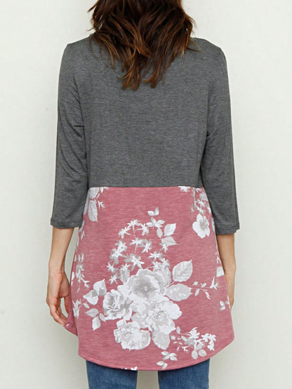 Oatmeal Mint Pink Color Block Folded Cuff Tunic For Leggings Shorts And Jeans  | 7 Colors | S-3X