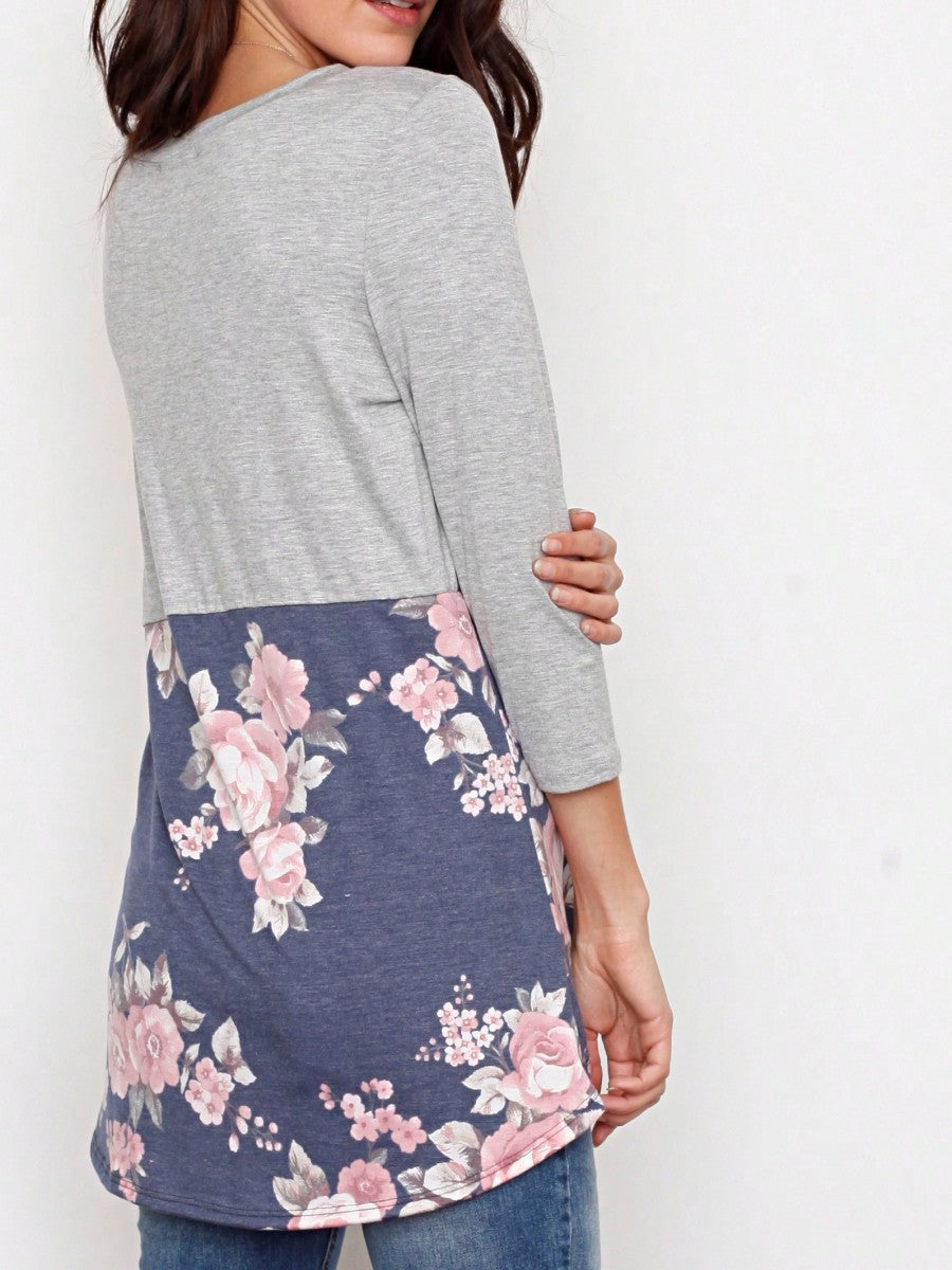 Oatmeal Mint Pink Color Block Folded Cuff Tunic For Leggings Shorts And Jeans  | 7 Colors | S-3X