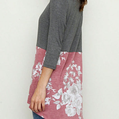 Oatmeal Mint Pink Color Block Folded Cuff Tunic For Leggings Shorts And Jeans  | 7 Colors | S-3X