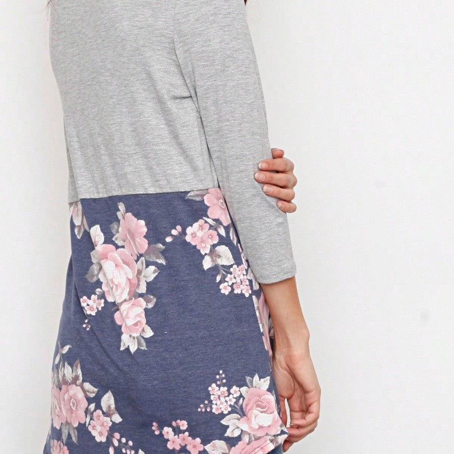 Oatmeal Mint Pink Color Block Folded Cuff Tunic For Leggings Shorts And Jeans  | 7 Colors | S-3X
