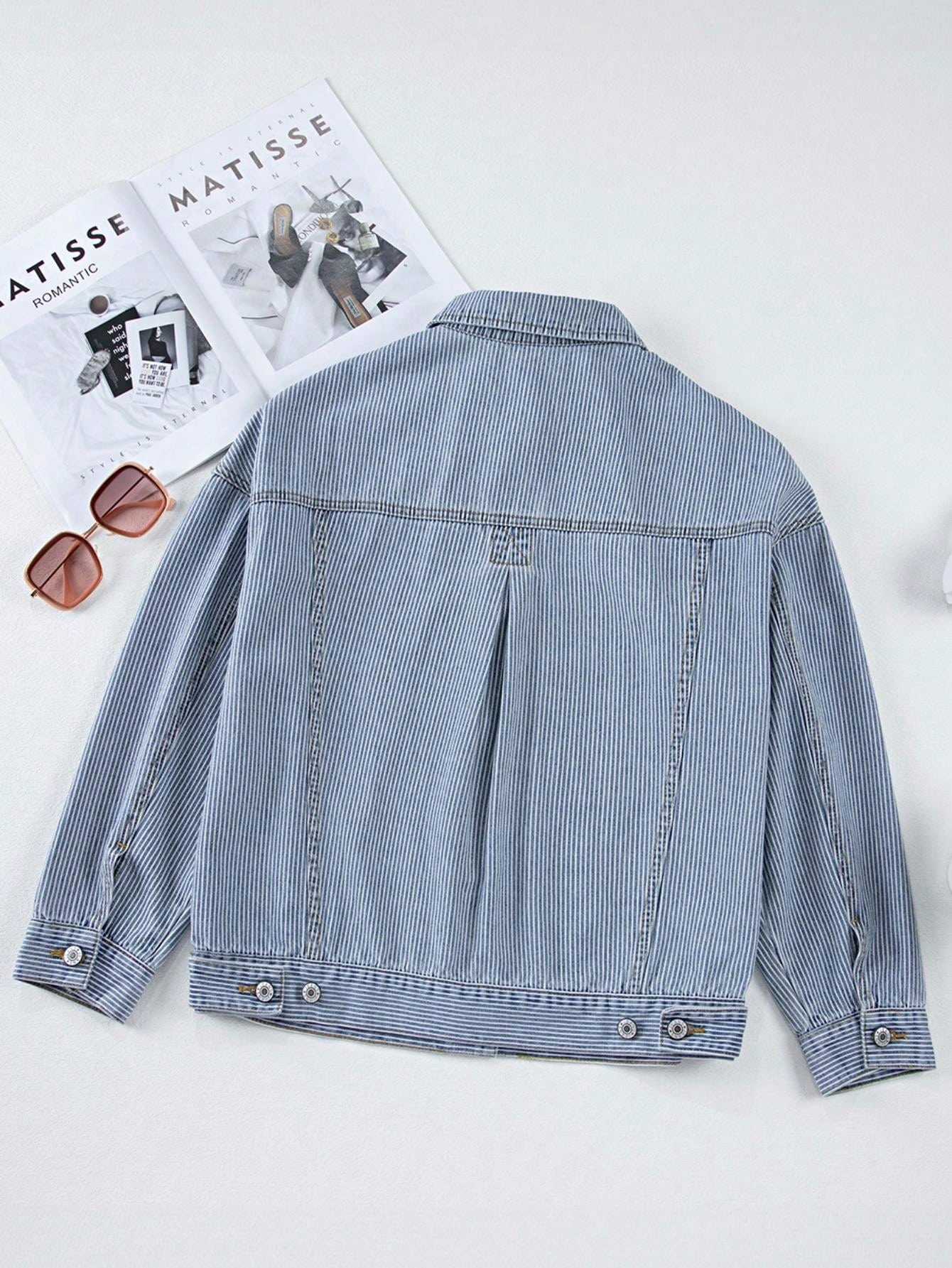 Boho Retro 90's  Classic Style Cotton Jean Denim  Back Oversized Jacket With Pocket