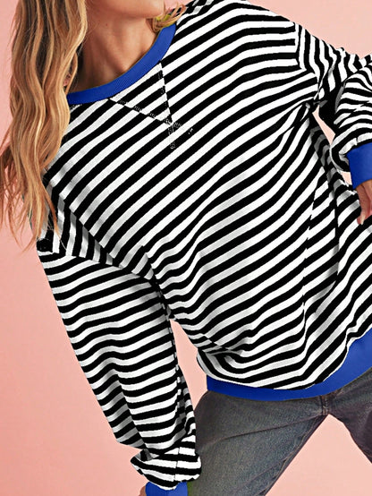 Boho Retro 90's Cotton Mix  Drop Shoulder Pink Mint Stripe Color Block Oversized Dolman T Shirt Top Shirt Blouse | Small-3 XL