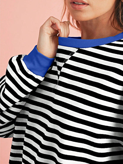 Boho Retro 90's Cotton Mix  Drop Shoulder Pink Mint Stripe Color Block Oversized Dolman T Shirt Top Shirt Blouse | Small-3 XL