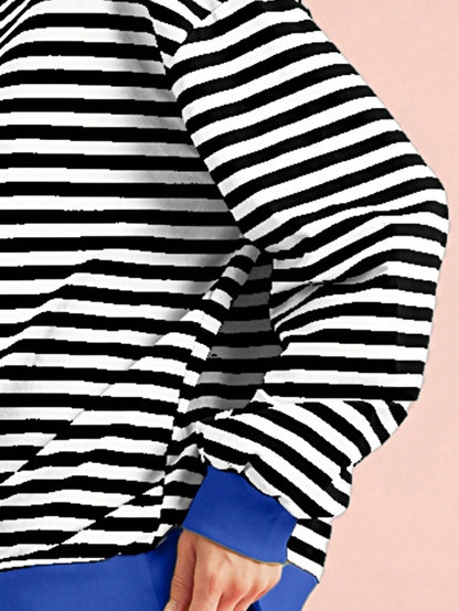 Boho Retro 90's Cotton Mix  Drop Shoulder Pink Mint Stripe Color Block Oversized Dolman T Shirt Top Shirt Blouse | Small-3 XL