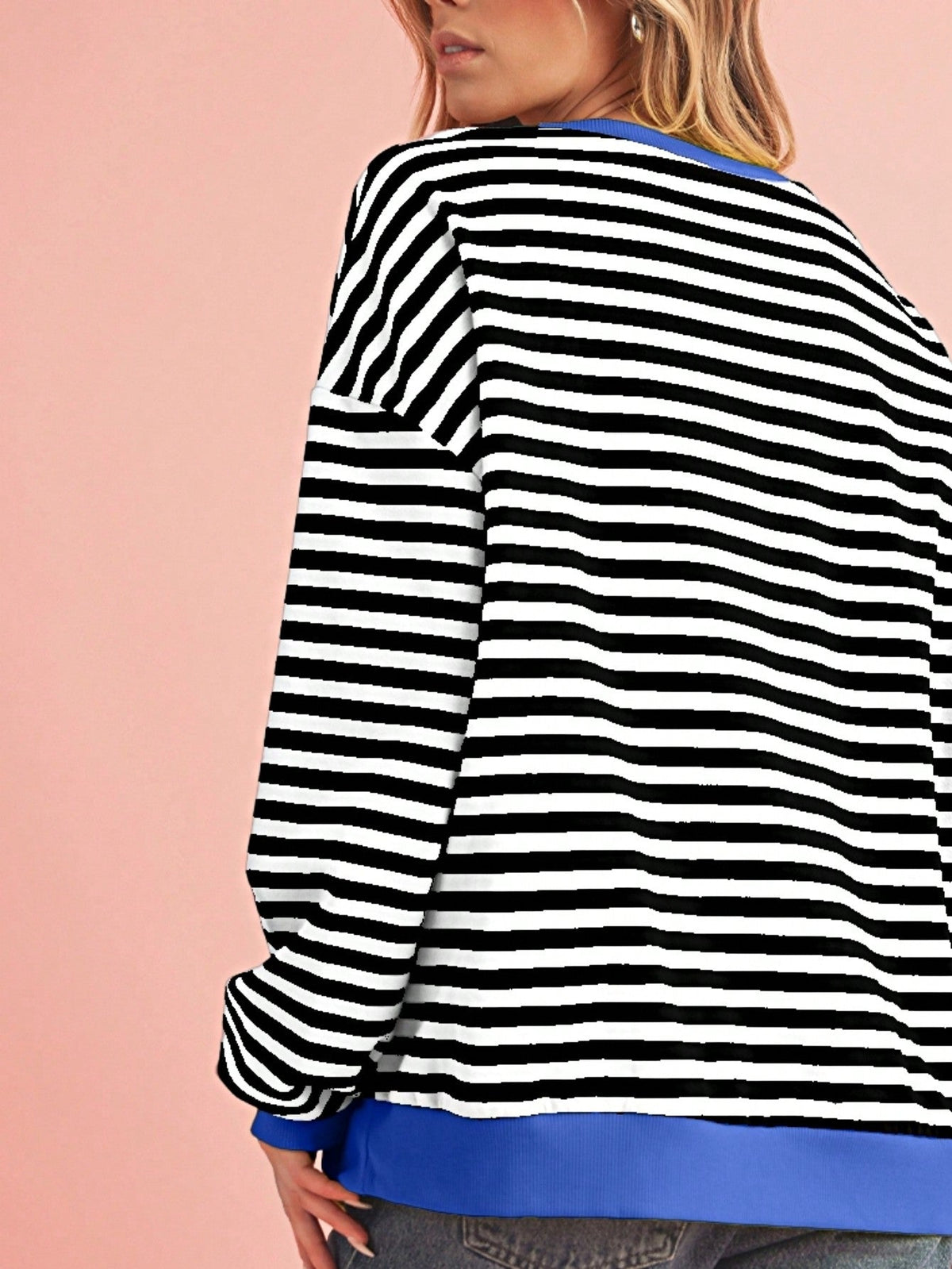 Boho Retro 90's Cotton Mix  Drop Shoulder Pink Mint Stripe Color Block Oversized Dolman T Shirt Top Shirt Blouse | Small-3 XL