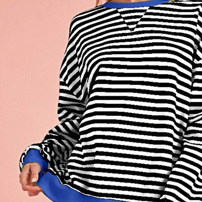 Boho Retro 90's Cotton Mix  Drop Shoulder Pink Mint Stripe Color Block Oversized Dolman T Shirt Top Shirt Blouse | Small-3 XL