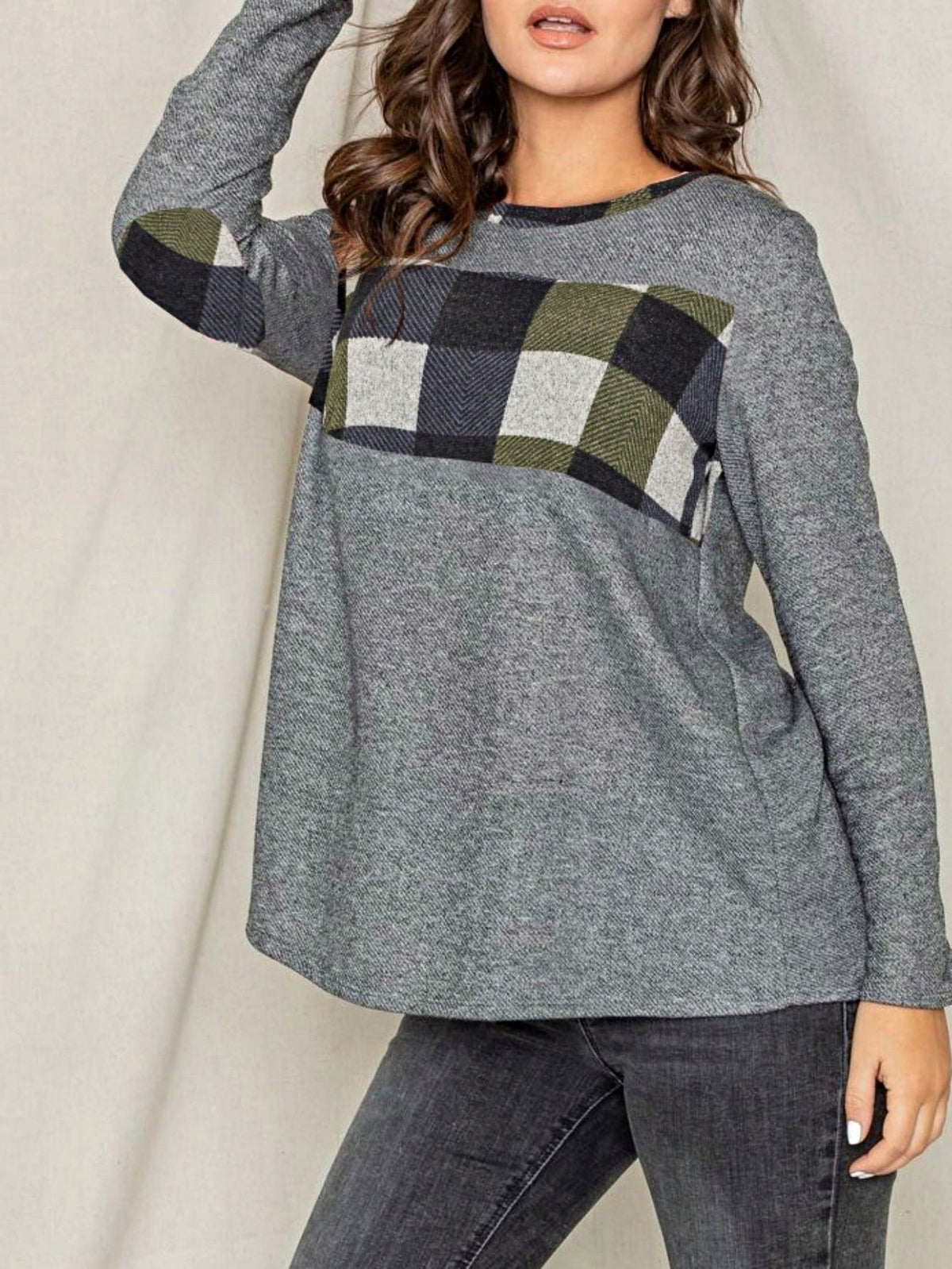 Boho Retro 90's Vintage Preppy Aline Baby Doll Checkered Cotton Top Blouse Cozy Plaid Fall Winter Tunic