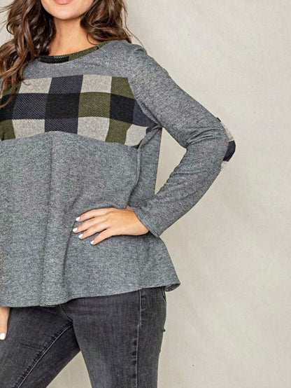Boho Retro 90's Vintage Preppy Aline Baby Doll Checkered Cotton Top Blouse Cozy Plaid Fall Winter Tunic