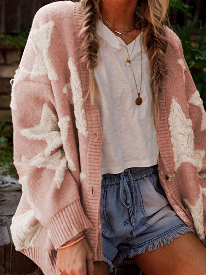 Boho Retro Crochet Knit Hollow Light Weight Beige Ivory Stripe Batwing Sleeve Oversized Boyfriend Cardigan