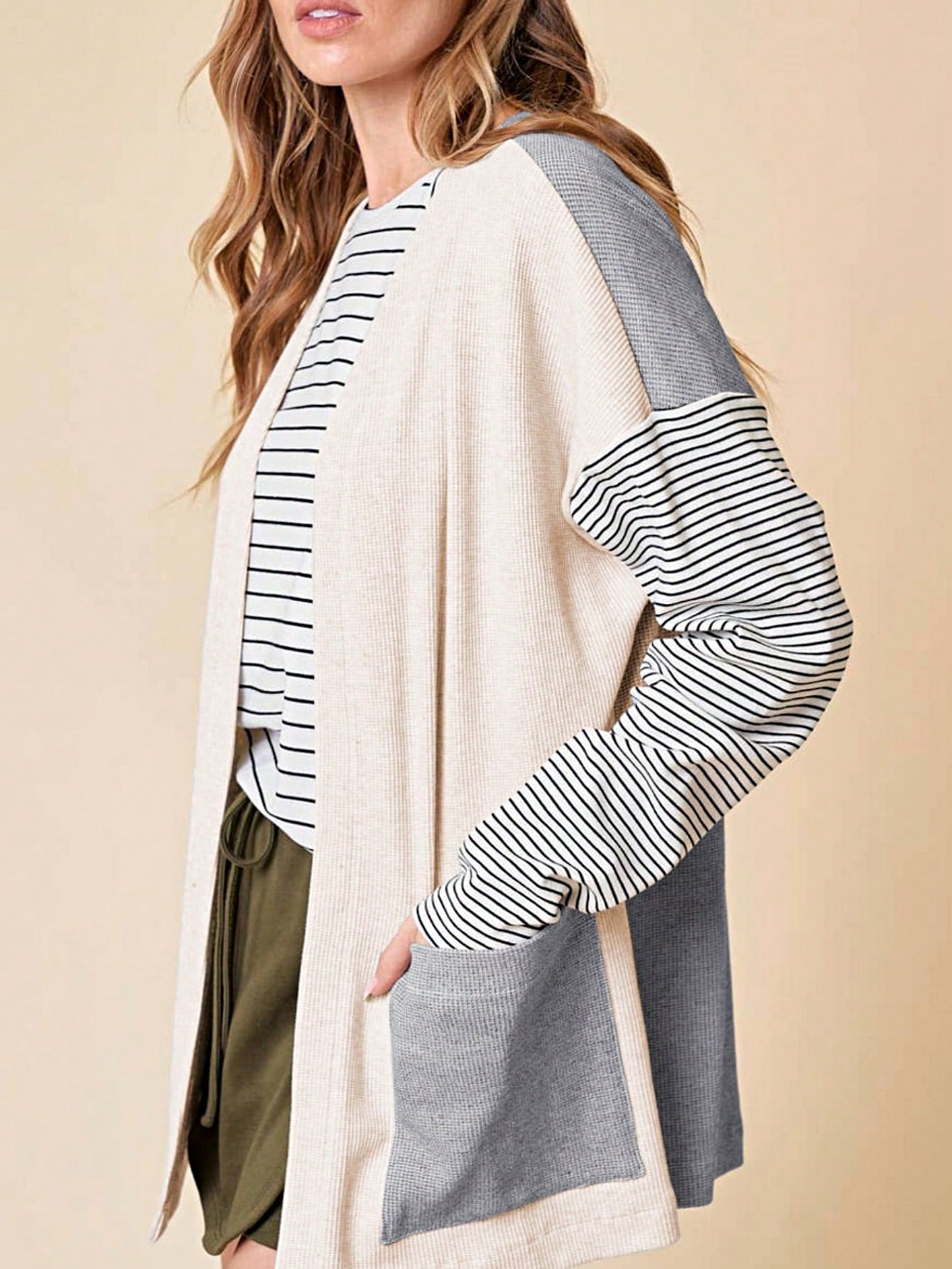 Boho Retro Cotton Mix Crochet Knit Hollow Light Weight Button Front Side Slit Long Cardigan