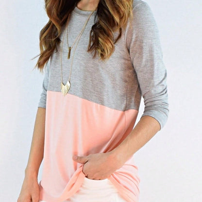 Oatmeal Mint Pink Color Block Folded Cuff Tunic For Leggings Shorts And Jeans  | 7 Colors | S-3X