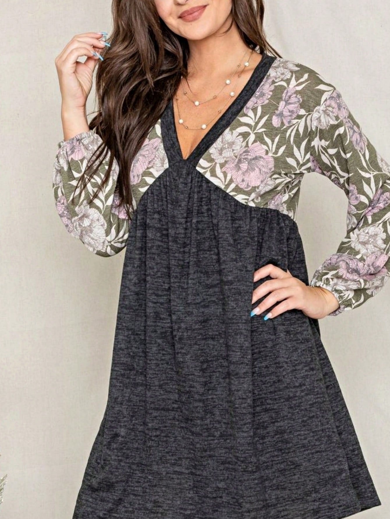 Boho Retro Black Coral  Ivory Burgundy Olive Charcoal  Half  Long Balloon Sleeve Ruffle Bell  Tiered Patch Work Flower Tiered Knit Dress