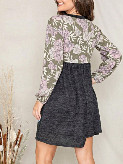 Boho Retro Black Coral  Ivory Burgundy Olive Charcoal  Half  Long Balloon Sleeve Ruffle Bell  Tiered Patch Work Flower Tiered Knit Dress