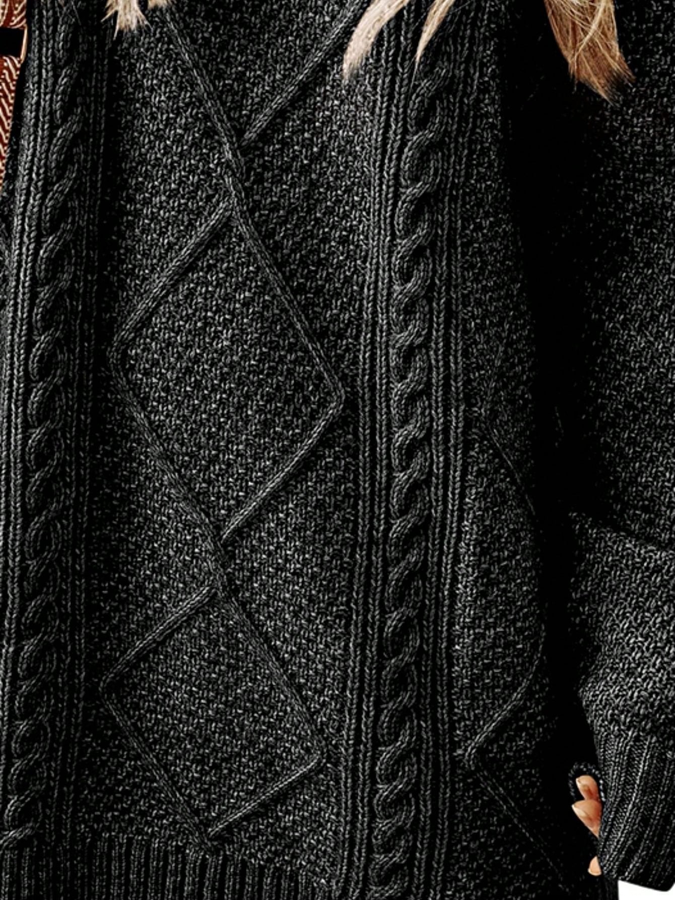 Boho Vacation 90's Cozy Fall/Winter Cable Knit Drop Shoulder Loose Fit Sweater Dress