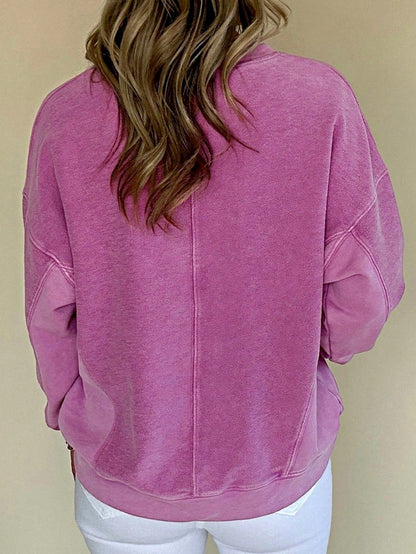 Boho Retro Vintage 90's Cotton Vanilla Beige Button Waffle Patchwork Long Pocket Sleeve Henley Knit Top Sweat Shirt Pullover