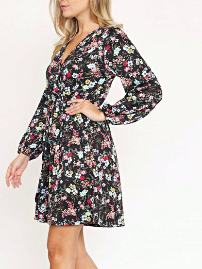 Boho Retro Black Coral  Ivory Burgundy Olive Charcoal  Half  Long Balloon Sleeve Ruffle Bell  Tiered Patch Work Flower Tiered Knit Dress