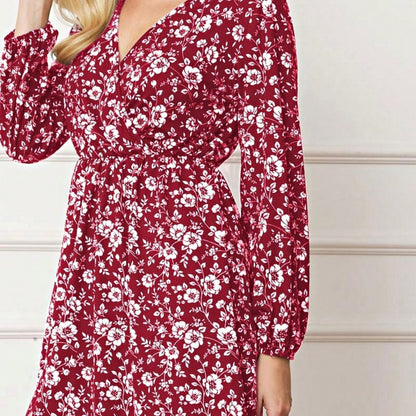Boho Retro Black Coral  Ivory Burgundy Olive Charcoal  Half  Long Balloon Sleeve Ruffle Bell  Tiered Patch Work Flower Tiered Knit Dress