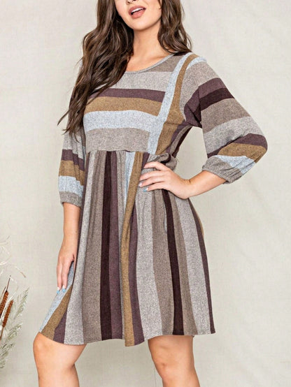 Boho Retro Half Balloon Puff Sleeve   Tunic Dress