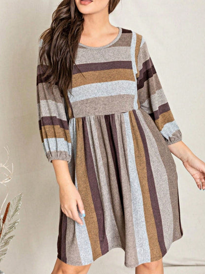 Boho Retro Half Balloon Puff Sleeve   Tunic Dress
