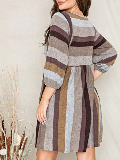 Boho Retro Half Balloon Puff Sleeve   Tunic Dress