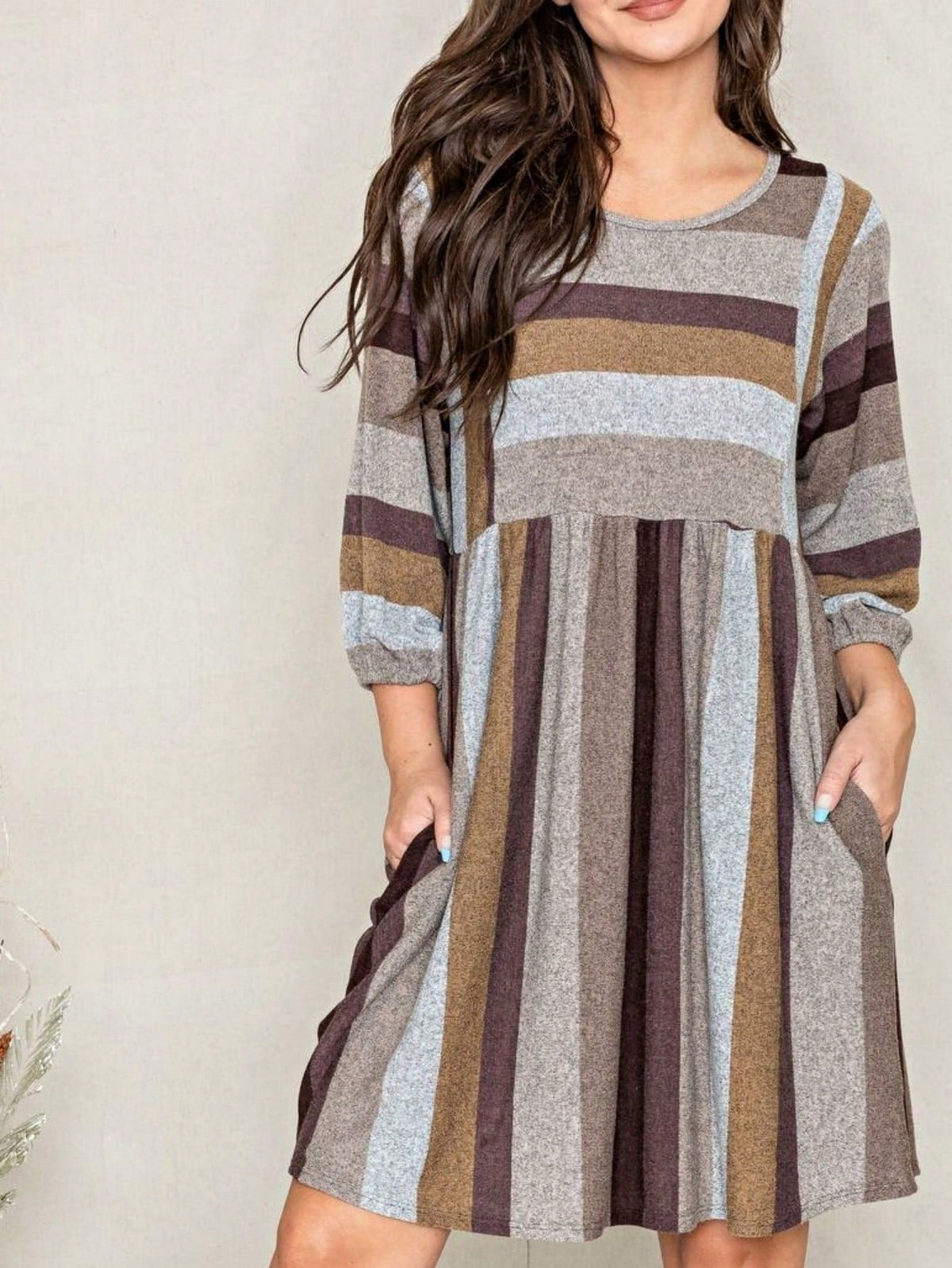 Boho Retro Half Balloon Puff Sleeve   Tunic Dress