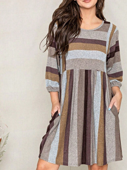 Boho Retro Half Balloon Puff Sleeve   Tunic Dress