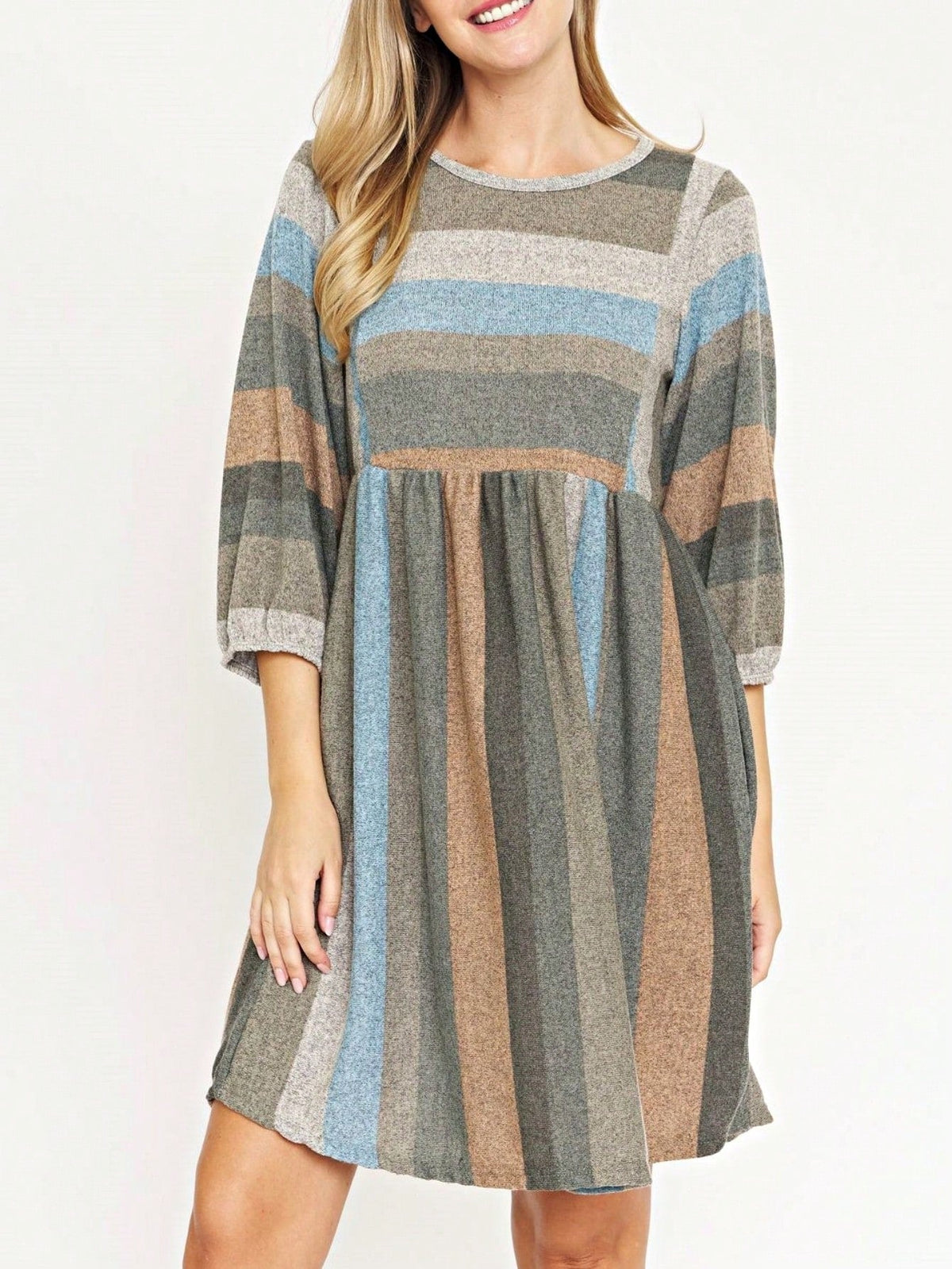 Boho Retro Half Balloon Puff Sleeve   Tunic Dress