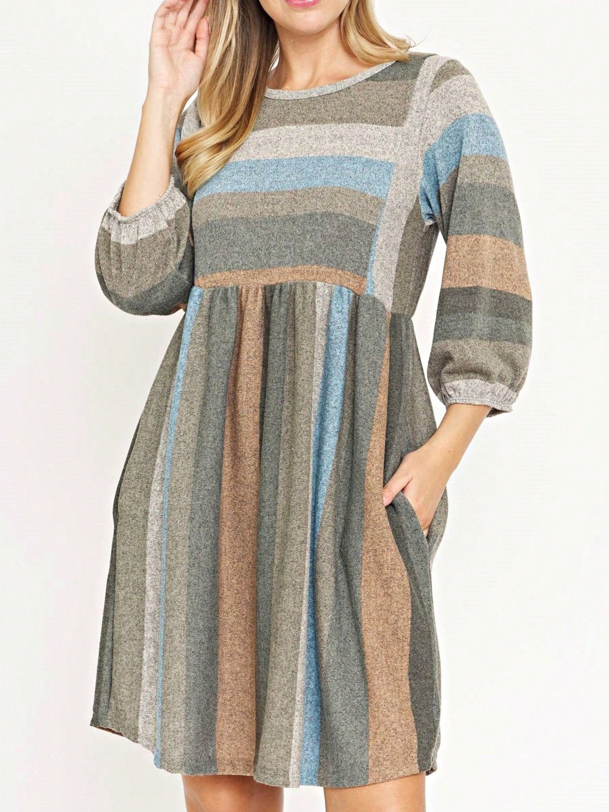 Boho Retro Half Balloon Puff Sleeve   Tunic Dress