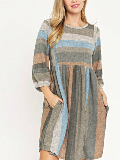 Boho Retro Half Balloon Puff Sleeve   Tunic Dress