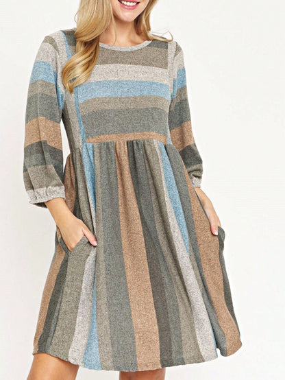 Boho Retro Half Balloon Puff Sleeve   Tunic Dress