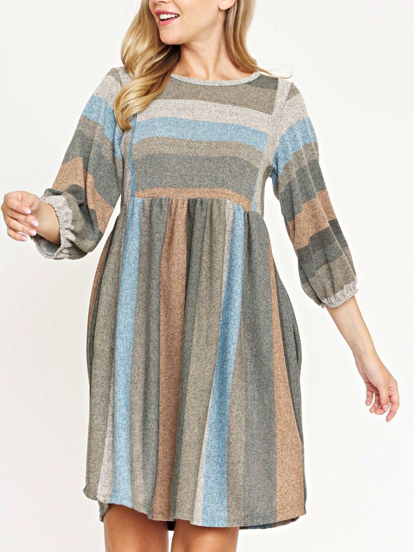 Boho Retro Half Balloon Puff Sleeve   Tunic Dress