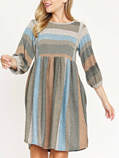 Boho Retro Half Balloon Puff Sleeve   Tunic Dress