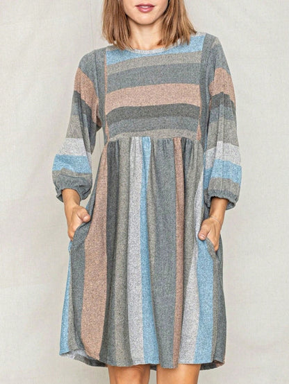 Boho Retro Half Balloon Puff Sleeve   Tunic Dress