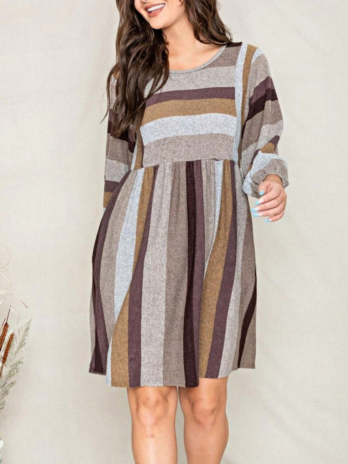 Boho Retro Half Balloon Puff Sleeve   Tunic Dress