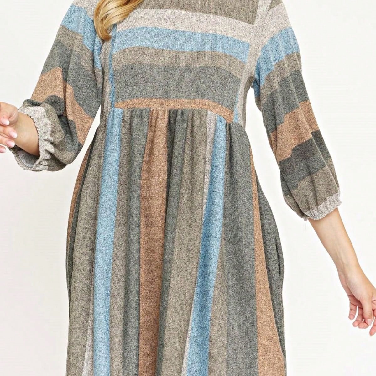 Boho Retro Half Balloon Puff Sleeve   Tunic Dress