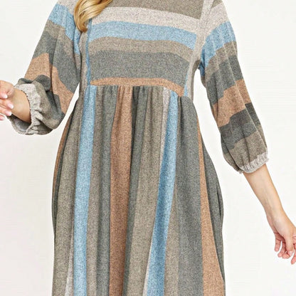 Boho Retro Half Balloon Puff Sleeve   Tunic Dress