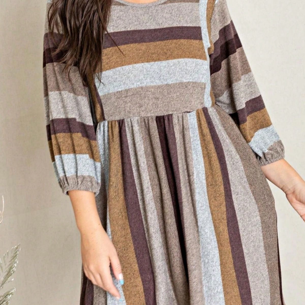 Boho Retro Half Balloon Puff Sleeve   Tunic Dress