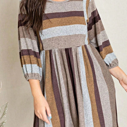 Boho Retro Half Balloon Puff Sleeve   Tunic Dress
