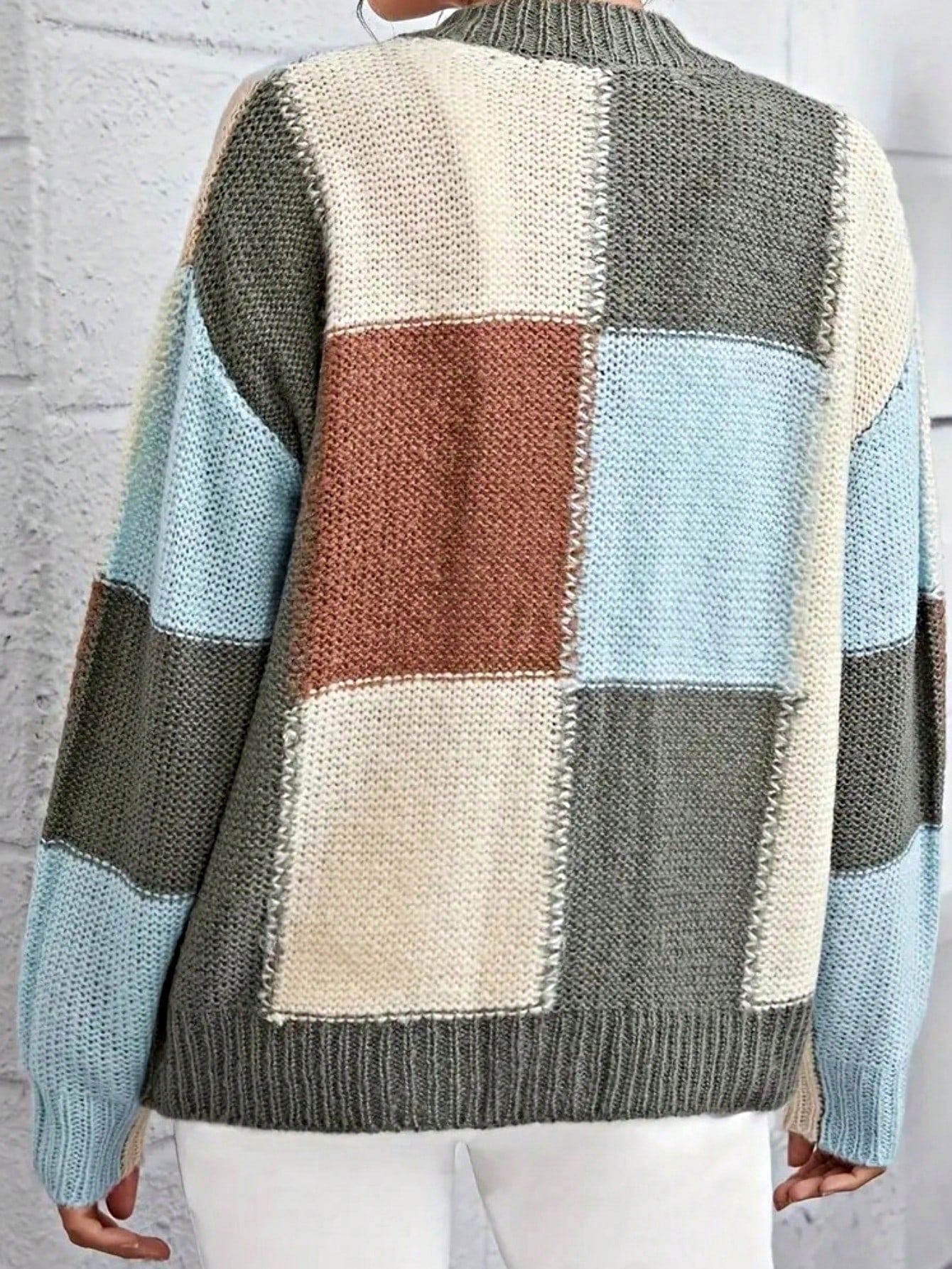 Boho Retro Vintage 60's Floral  Button Front Cable Knit Pocketed Green Khaki Applique Cropped Sweater Cardigan