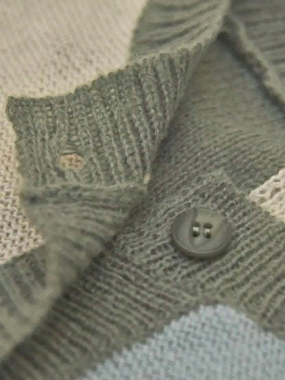 Boho Retro Vintage 60's Floral  Button Front Cable Knit Pocketed Green Khaki Applique Cropped Sweater Cardigan
