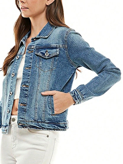 Boho Retro 90's  Classic Style Cotton Jean Denim  Back Oversized Jacket With Pocket