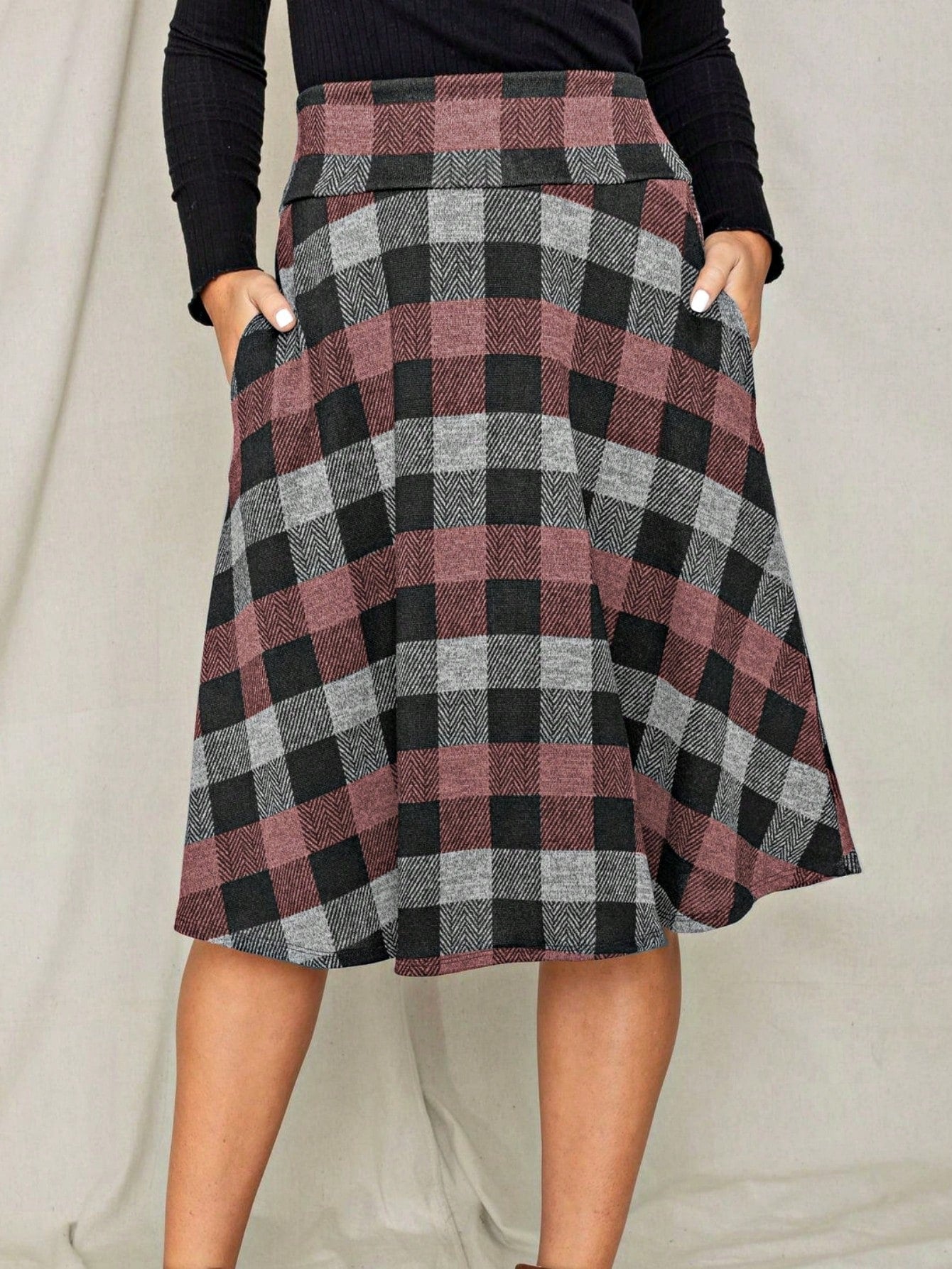 Boho Retro Knee Length Skirt Ditsy Floral