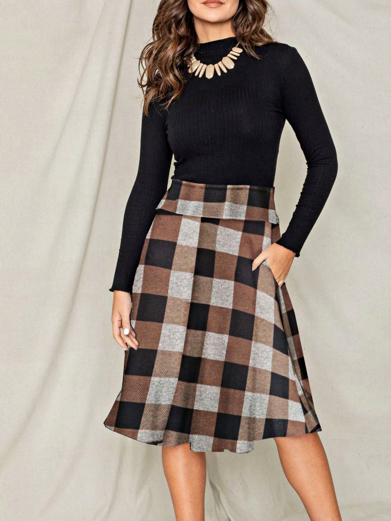Boho Retro Knee Length Skirt Ditsy Floral