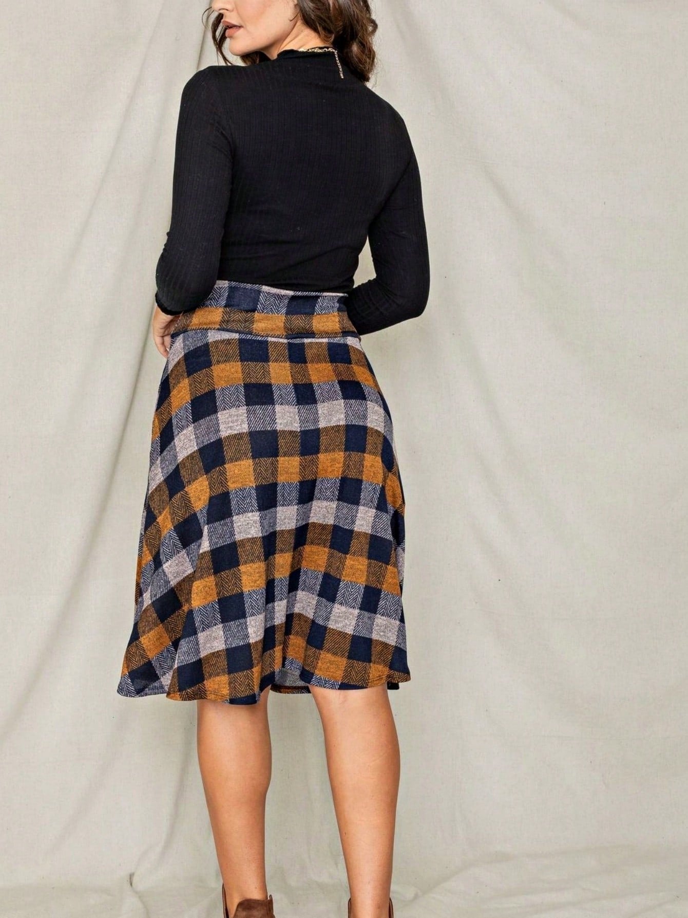 Boho Retro Knee Length Skirt Ditsy Floral
