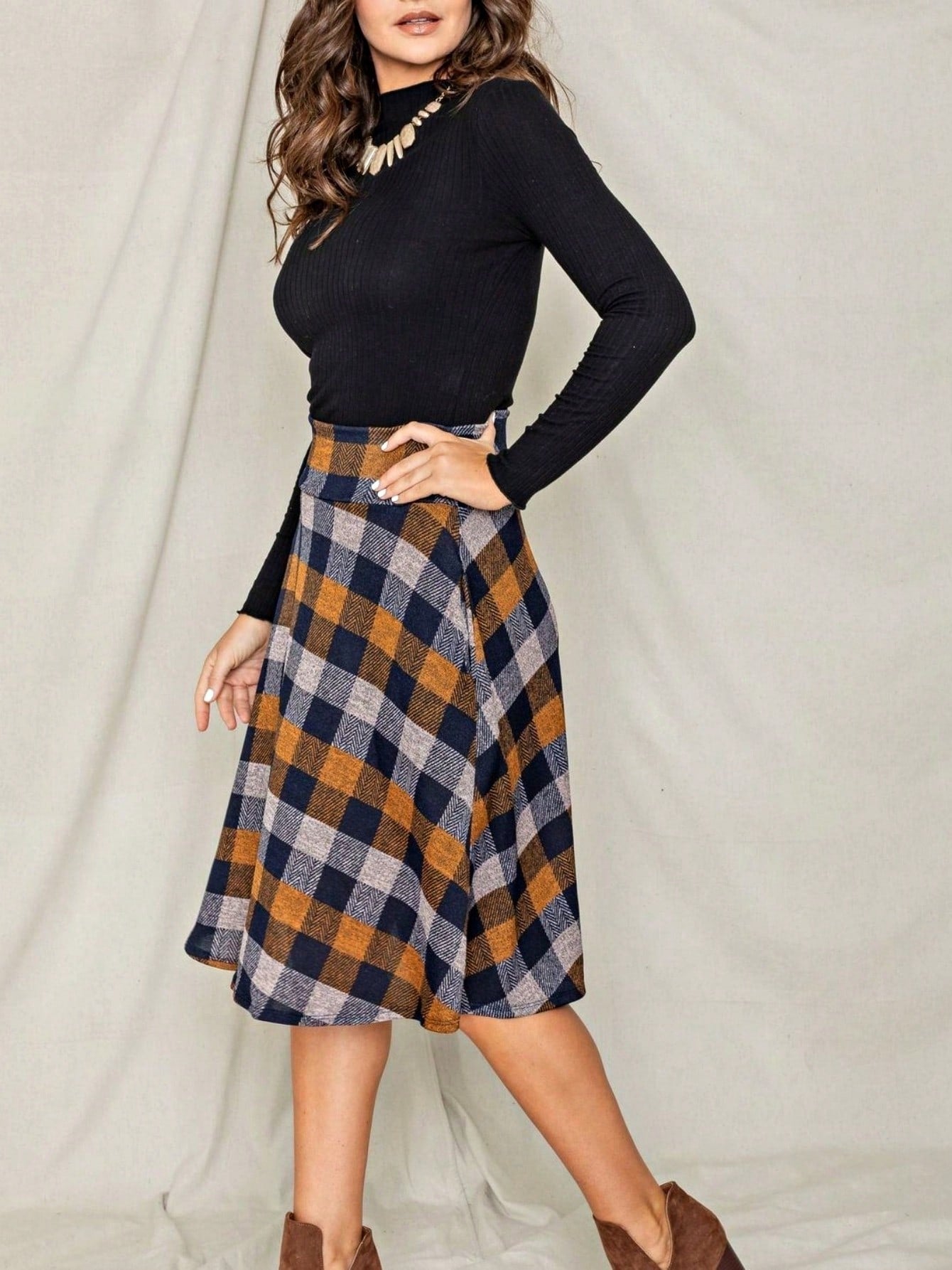 Boho Retro Knee Length Skirt Ditsy Floral