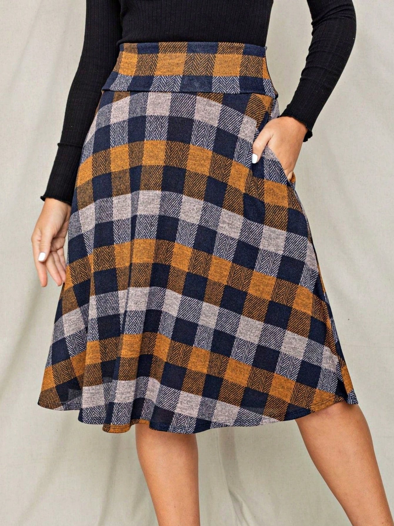 Boho Retro Knee Length Skirt Ditsy Floral