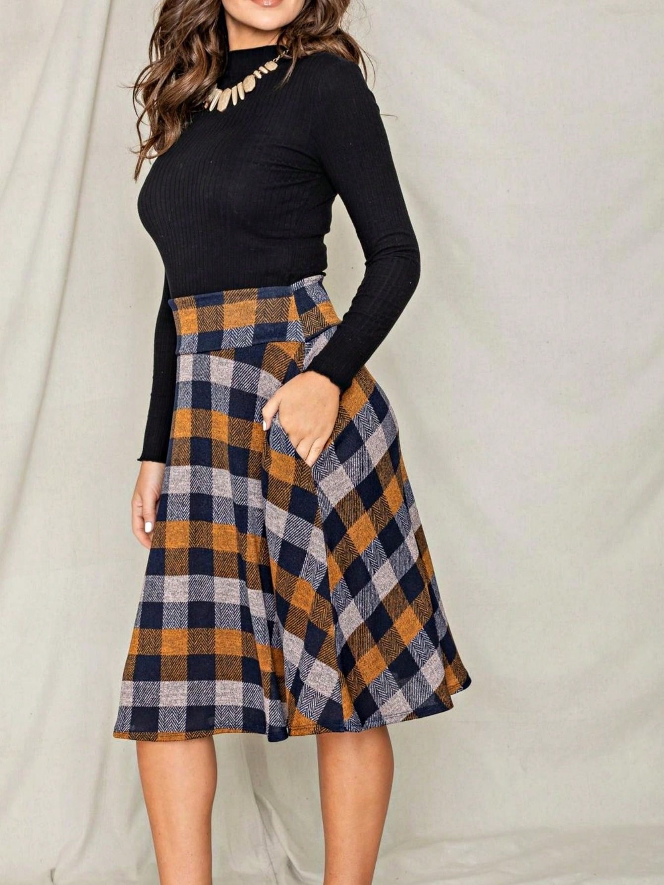 Boho Retro Knee Length Skirt Ditsy Floral